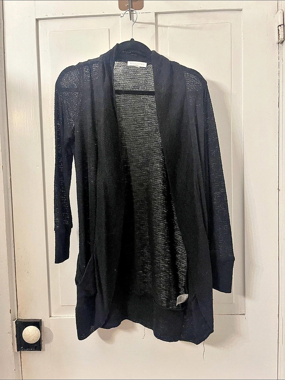 Aéropostale Open Front Knit Cardigan in Black Size Medium